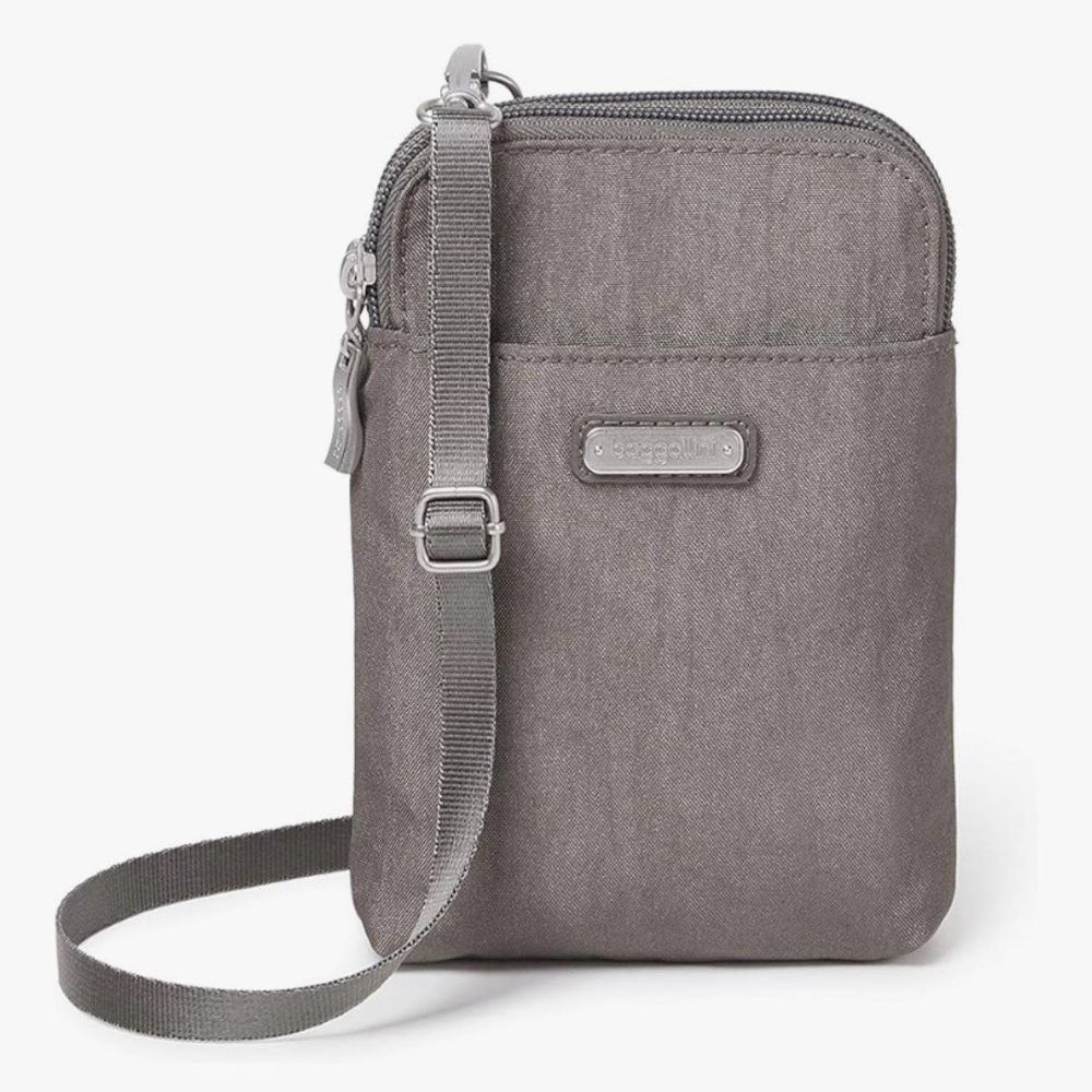 Baggallini Take Two RFID Crossbody Bag New in Pkg Sterling Shimmer
